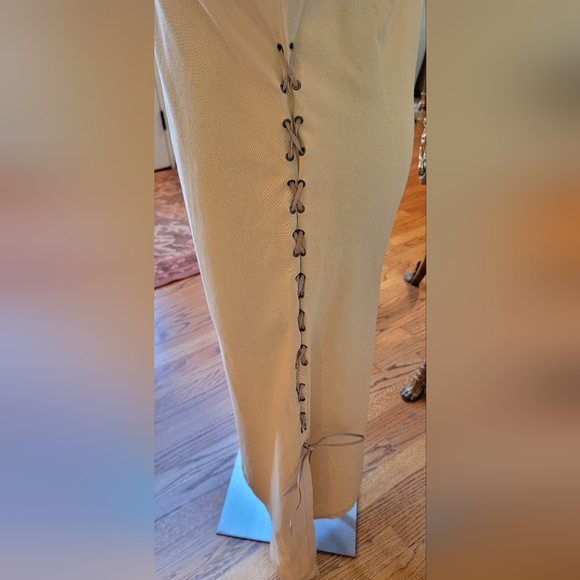 $172 NWT BRAZIL ROXX SUNDRESS TAN WITH TURQUOISE EMBROIDERY SPAGHETTI STRAPS M - Picture 7 of 10